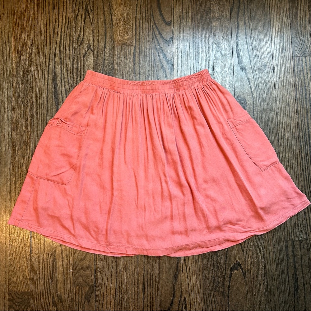 ModCloth Women's Coral Pink Skater Mini Skirt with Pockets L